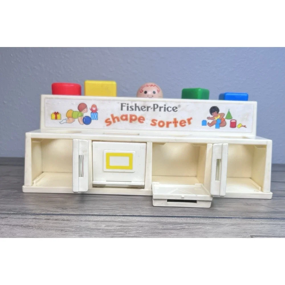 Vintage 1974 Fisher Price Shape Sorter Block Activity Center Educational 412 USA